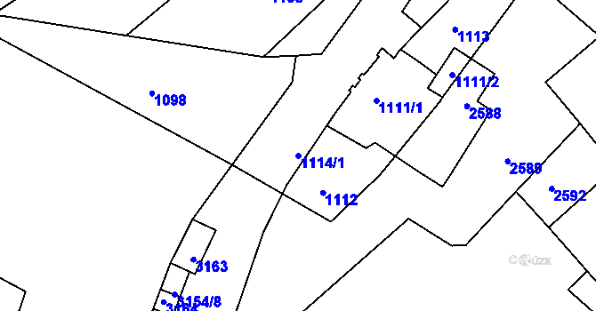Parcela st. 1114/1 v KÚ Valtice, Katastrální mapa