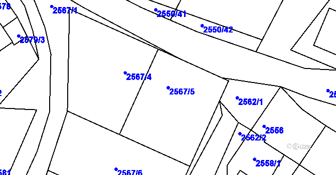 Parcela st. 2567/5 v KÚ Valtice, Katastrální mapa