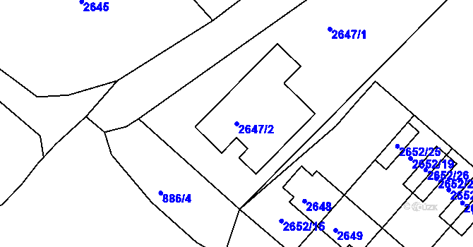 Parcela st. 2647/2 v KÚ Valtice, Katastrální mapa