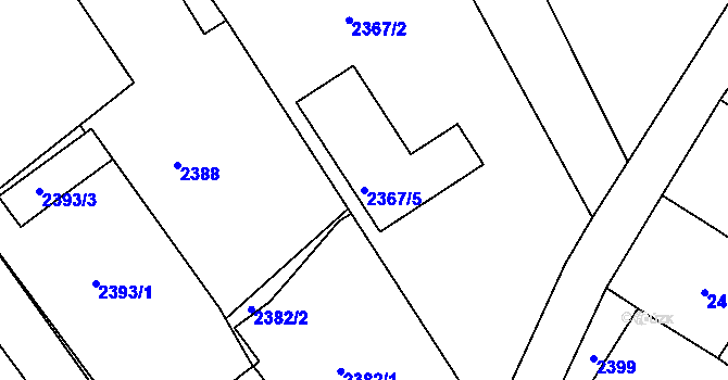 Parcela st. 2367/5 v KÚ Valtice, Katastrální mapa