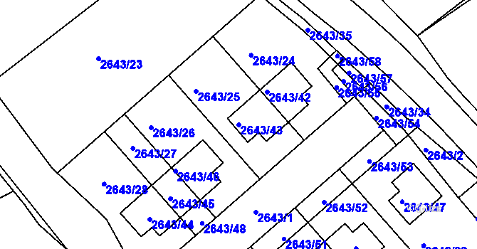 Parcela st. 2643/43 v KÚ Valtice, Katastrální mapa