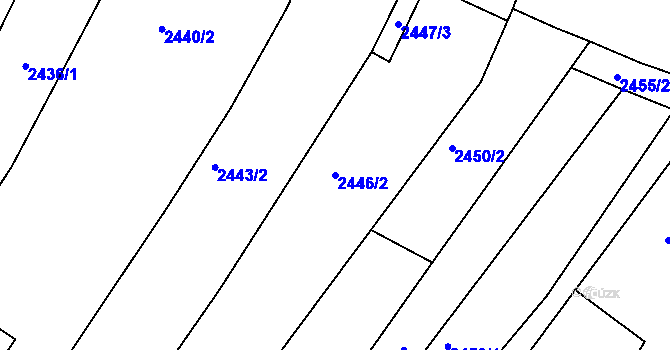 Parcela st. 2446/2 v KÚ Valtice, Katastrální mapa