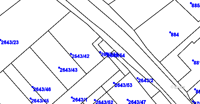 Parcela st. 2643/55 v KÚ Valtice, Katastrální mapa