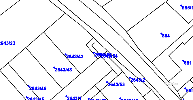 Parcela st. 2643/56 v KÚ Valtice, Katastrální mapa