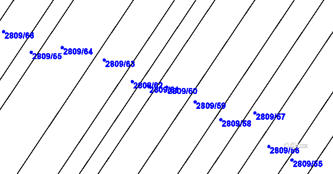 Parcela st. 2809/60 v KÚ Valtice, Katastrální mapa