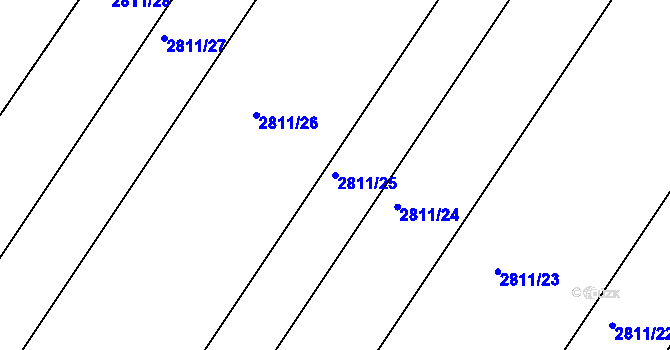 Parcela st. 2811/25 v KÚ Valtice, Katastrální mapa