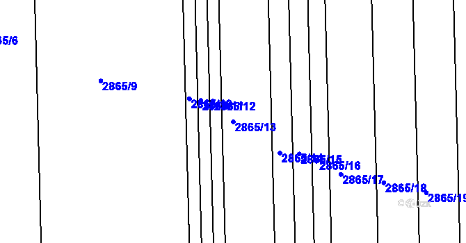 Parcela st. 2865/13 v KÚ Valtice, Katastrální mapa