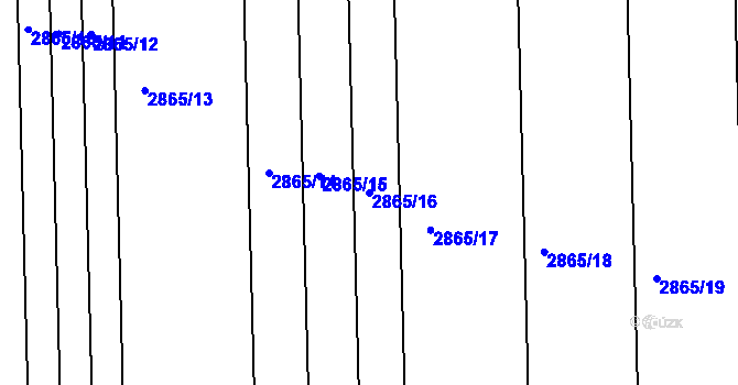 Parcela st. 2865/16 v KÚ Valtice, Katastrální mapa