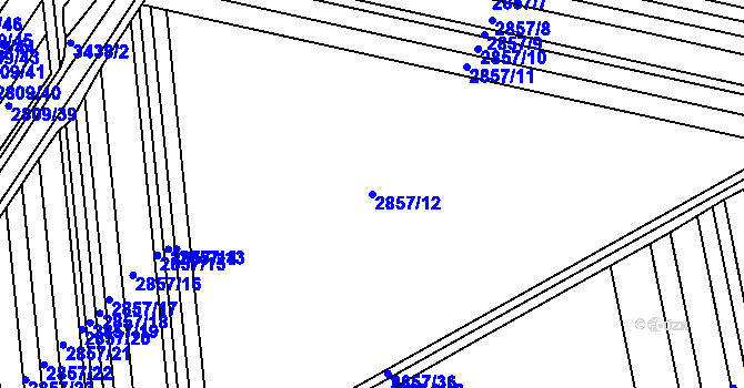 Parcela st. 2857/12 v KÚ Valtice, Katastrální mapa