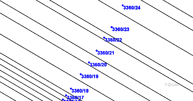 Parcela st. 3360/21 v KÚ Valtice, Katastrální mapa