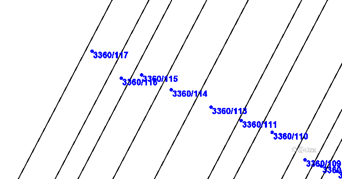Parcela st. 3360/114 v KÚ Valtice, Katastrální mapa