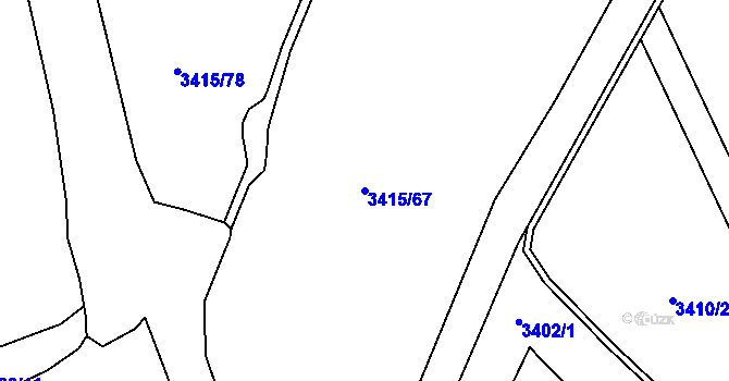 Parcela st. 3415/67 v KÚ Valtice, Katastrální mapa