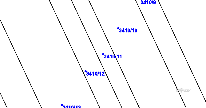 Parcela st. 3410/11 v KÚ Valtice, Katastrální mapa
