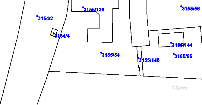 Parcela st. 3155/54 v KÚ Valtice, Katastrální mapa