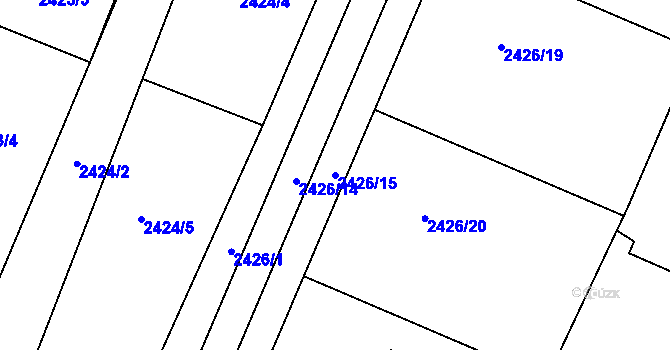 Parcela st. 2426/15 v KÚ Valtice, Katastrální mapa