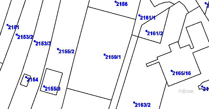 Parcela st. 2159/1 v KÚ Valtice, Katastrální mapa