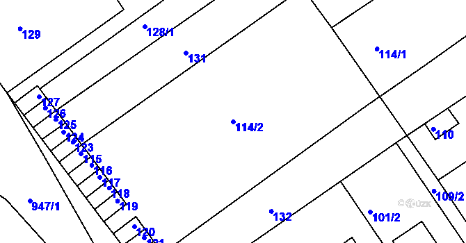 Parcela st. 114/2 v KÚ Valtice, Katastrální mapa