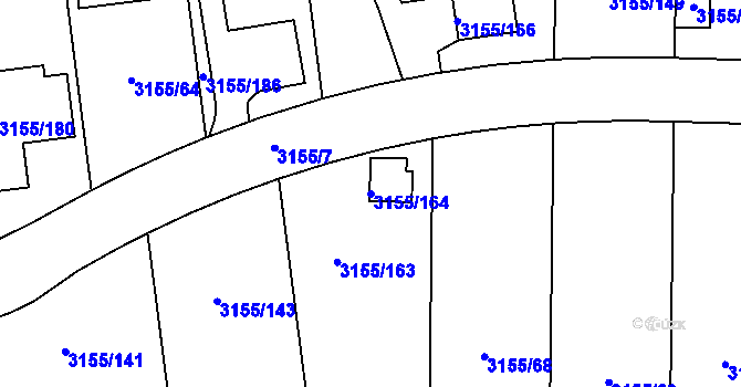 Parcela st. 3155/164 v KÚ Valtice, Katastrální mapa