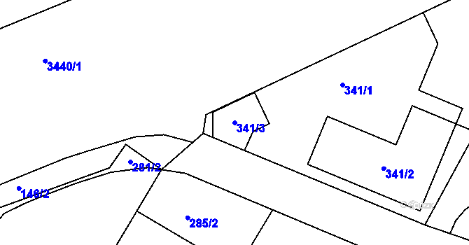 Parcela st. 341/3 v KÚ Valtice, Katastrální mapa