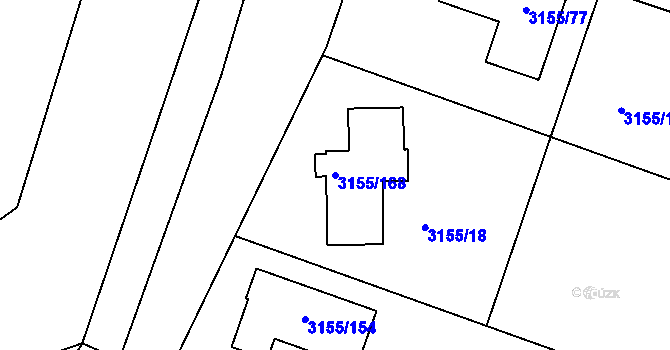 Parcela st. 3155/168 v KÚ Valtice, Katastrální mapa