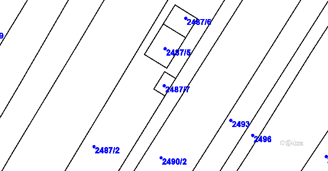 Parcela st. 2487/7 v KÚ Valtice, Katastrální mapa