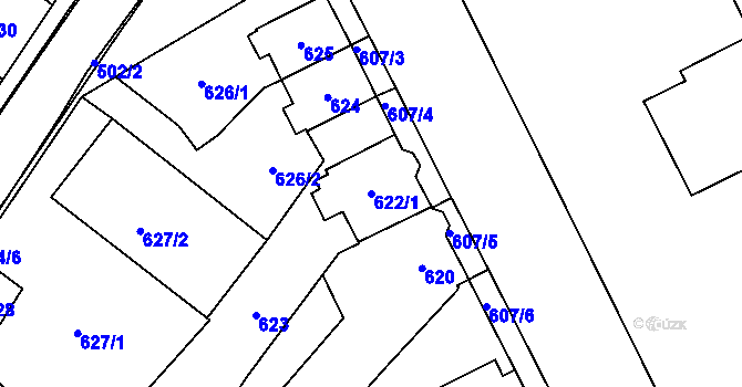 Parcela st. 622/1 v KÚ Valtice, Katastrální mapa