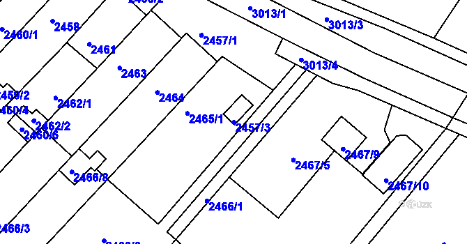 Parcela st. 2457/3 v KÚ Valtice, Katastrální mapa