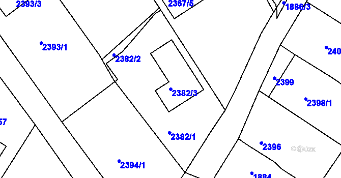 Parcela st. 2382/3 v KÚ Valtice, Katastrální mapa