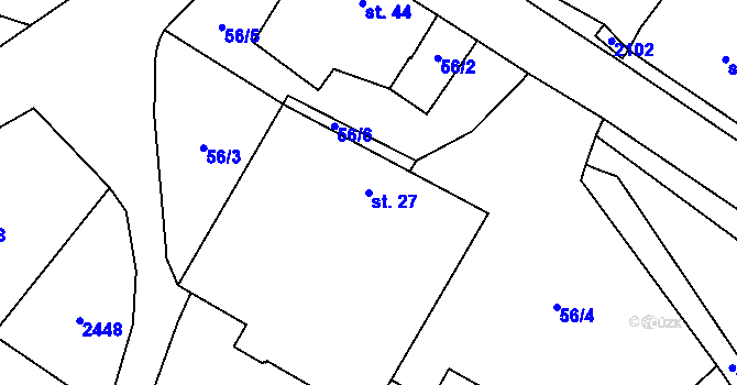 Parcela st. 27 v KÚ Valtínov, Katastrální mapa
