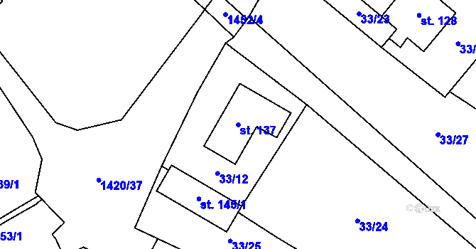 Parcela st. 137 v KÚ Valtínov, Katastrální mapa