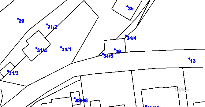 Parcela st. 34/5 v KÚ Valtířov nad Labem, Katastrální mapa