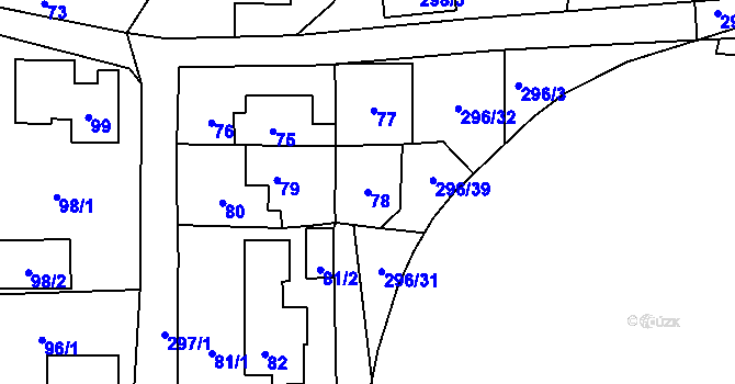 Parcela st. 78 v KÚ Valtířov nad Labem, Katastrální mapa