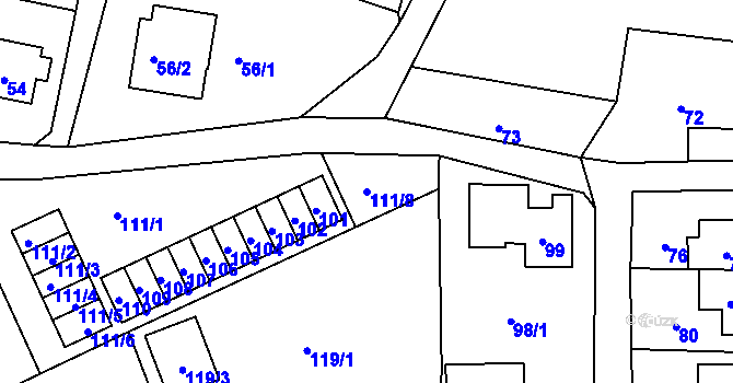 Parcela st. 111/8 v KÚ Valtířov nad Labem, Katastrální mapa