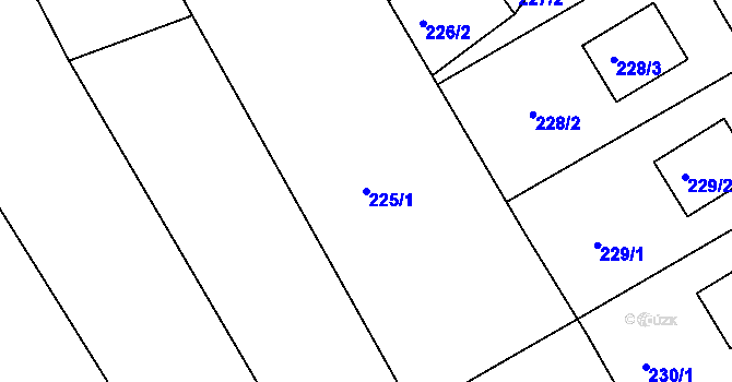 Parcela st. 225/1 v KÚ Valtířov nad Labem, Katastrální mapa