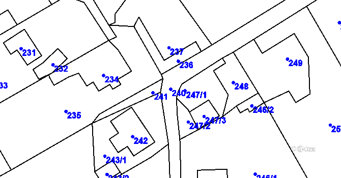 Parcela st. 240 v KÚ Valtířov nad Labem, Katastrální mapa