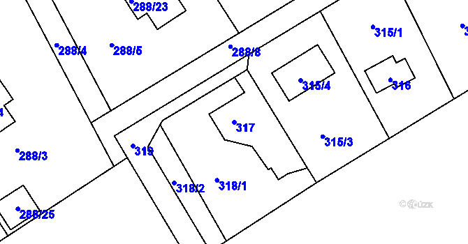 Parcela st. 317 v KÚ Valtířov nad Labem, Katastrální mapa