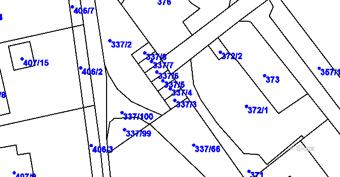 Parcela st. 337/4 v KÚ Valtířov nad Labem, Katastrální mapa