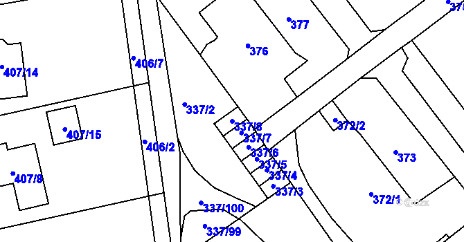 Parcela st. 337/8 v KÚ Valtířov nad Labem, Katastrální mapa