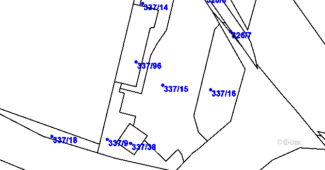 Parcela st. 337/15 v KÚ Valtířov nad Labem, Katastrální mapa