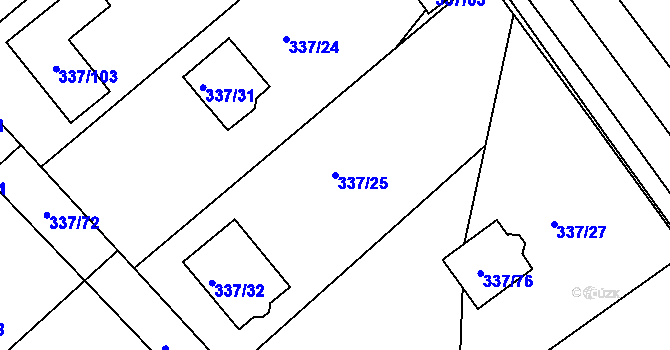 Parcela st. 337/25 v KÚ Valtířov nad Labem, Katastrální mapa