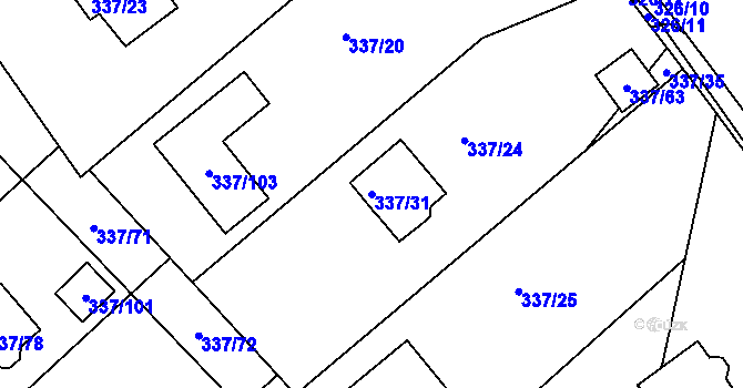 Parcela st. 337/31 v KÚ Valtířov nad Labem, Katastrální mapa
