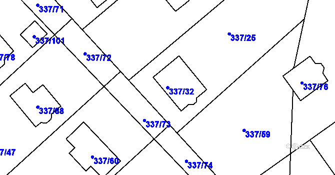 Parcela st. 337/32 v KÚ Valtířov nad Labem, Katastrální mapa