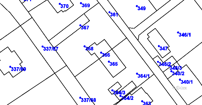 Parcela st. 366 v KÚ Valtířov nad Labem, Katastrální mapa
