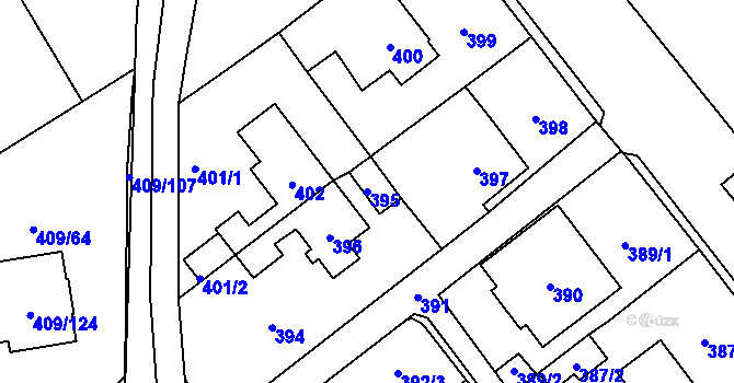 Parcela st. 395 v KÚ Valtířov nad Labem, Katastrální mapa