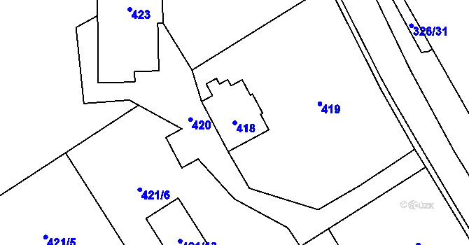 Parcela st. 418 v KÚ Valtířov nad Labem, Katastrální mapa