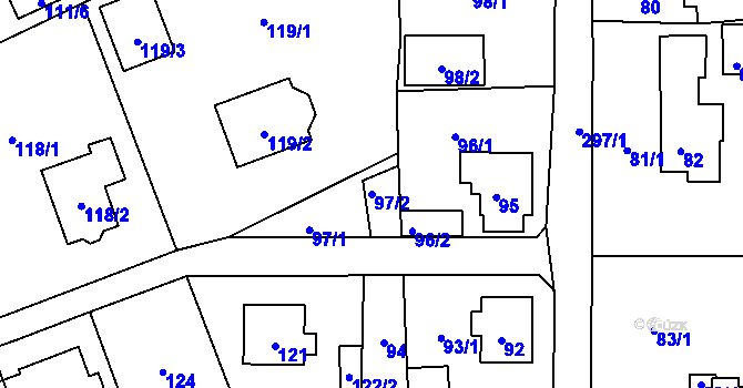 Parcela st. 97/2 v KÚ Valtířov nad Labem, Katastrální mapa