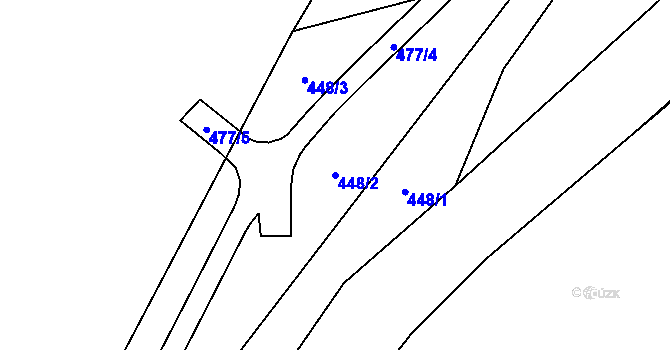Parcela st. 448/2 v KÚ Valtířov nad Labem, Katastrální mapa