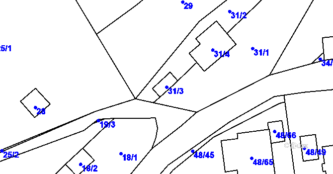 Parcela st. 31/3 v KÚ Valtířov nad Labem, Katastrální mapa