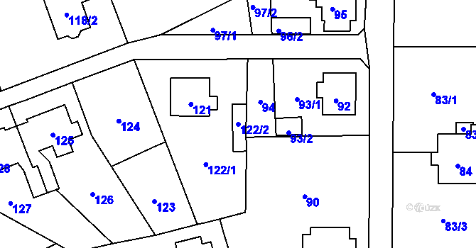 Parcela st. 122/2 v KÚ Valtířov nad Labem, Katastrální mapa