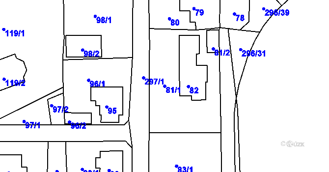 Parcela st. 81/1 v KÚ Valtířov nad Labem, Katastrální mapa